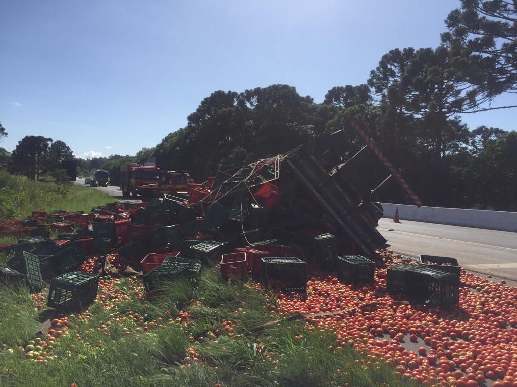 Motorista Fica Ferido Ap S Caminh O Carregado De Tomate Tombar Na Br