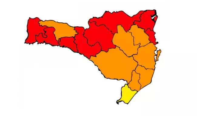 Matriz de risco do dia 27 de janeiro. Foto: Governo de Santa Catarina / Divulgação.