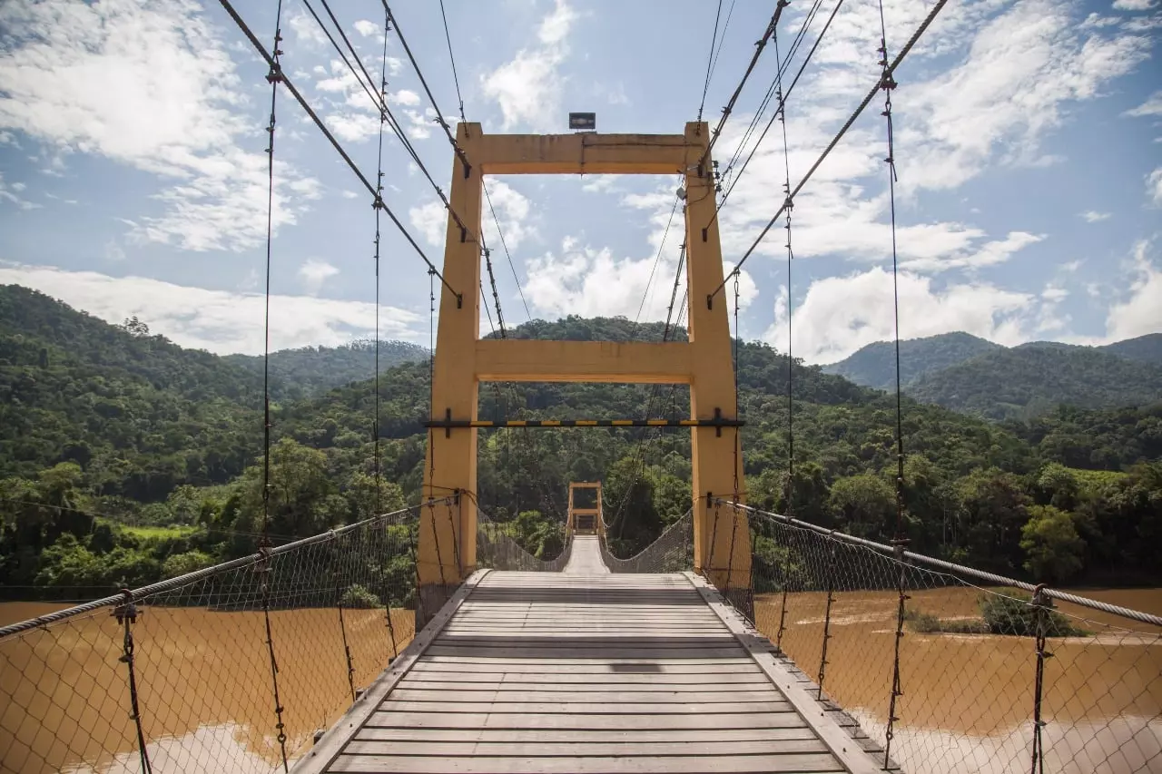 Ponte Pênsil do Warnow. (Foto: Divulgação, Defesa Civil de Indaial)