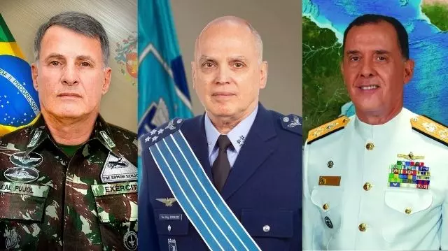 Comandantes Edson Pujol (Exército), Antonio Carlos Bermudez (Aeronáutica) e Ilques Barbosa Junior (Marinha). Fotos: Divulgação