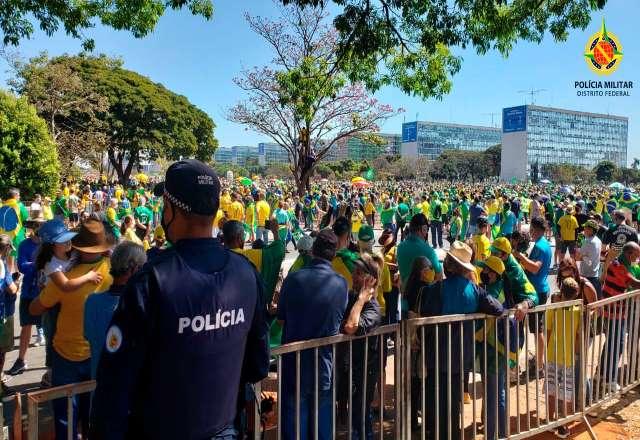 Manifestantes em Brasília a favor do voto impresso auditável | Reprodução/PMDF