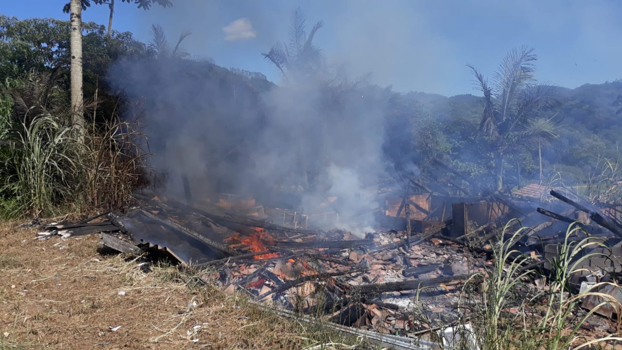 Porcos morrem carbonizados em incêndio em rancho de madeira em Blumenau