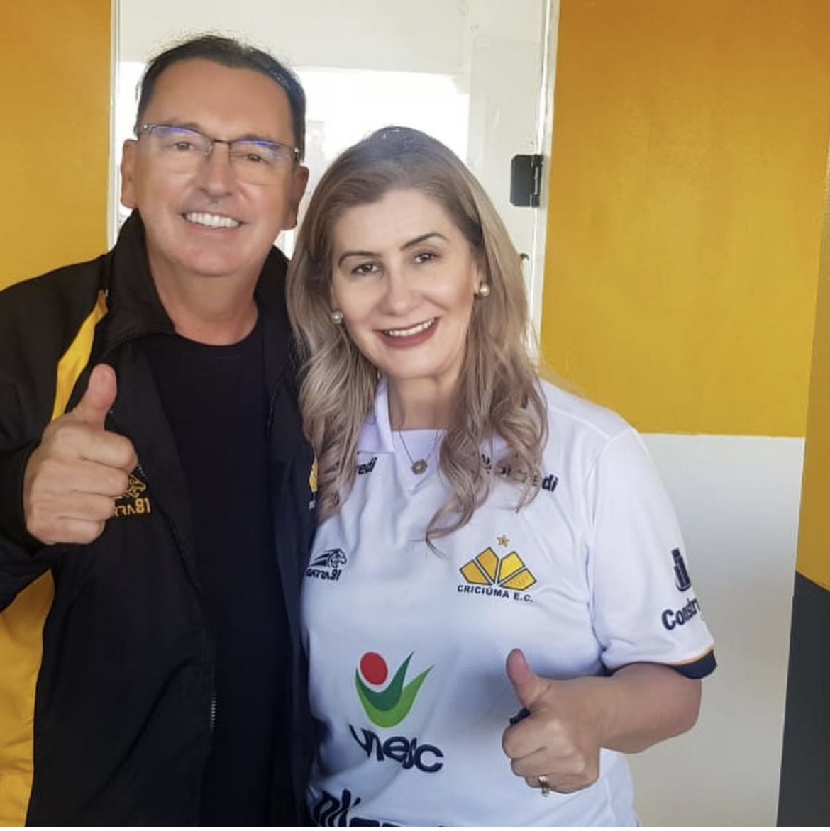 Presidente do Tigre Anselmo Freitas e a magnifica Reitora Unesc Luciane Ceretta, unidos e confiantes no tão sonhado acesso do Tigre!  