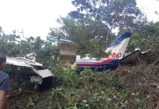 Avião que caiu na fazenda do ex-piloto Nelson Piquet | Reprodução/SBT

