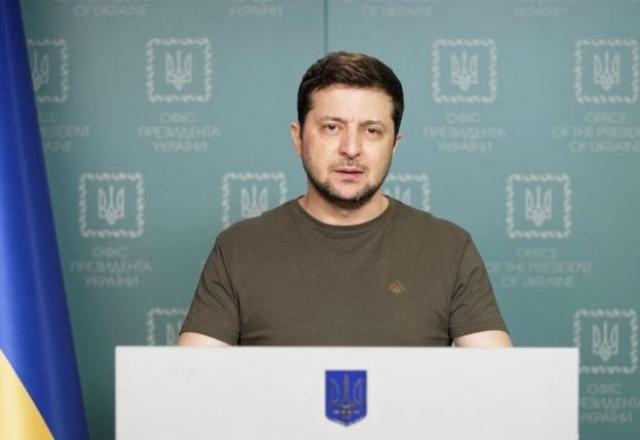 Zelensky disse esperar que população levante bandeiras da Ucrânia e expresse apoio ao país. Redes Sociais/Reprodução
