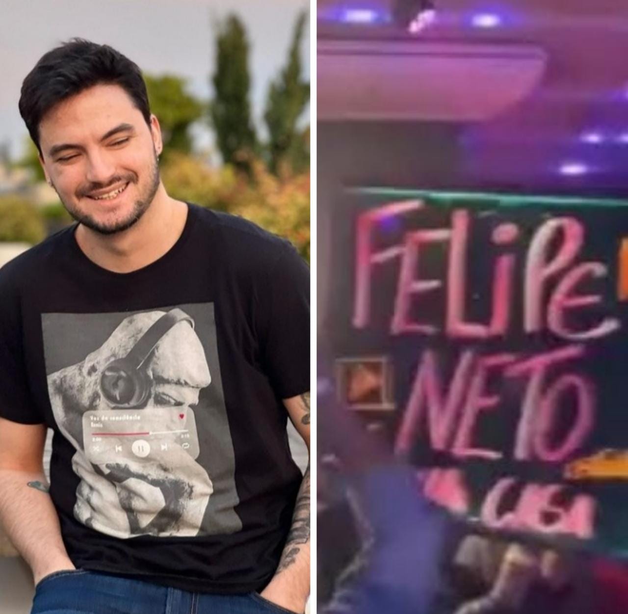 Homem finge ser Felipe Neto em balada e recebe tratamento especial em BC. Foto: Reprodução/Redes Sociais