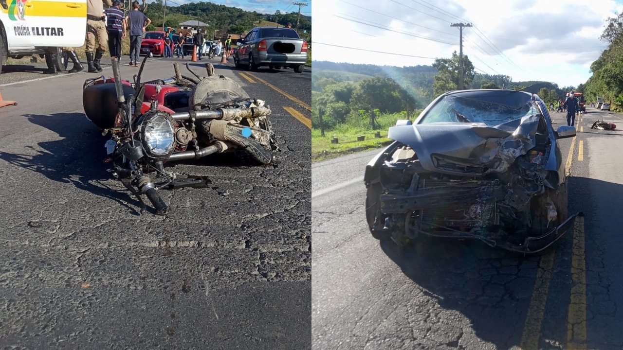 Motociclista morre ao bater de frente com carro no Rio do Sul