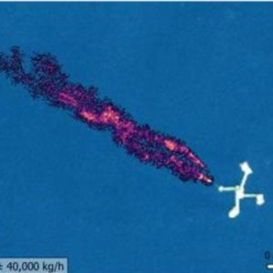 Satélite identificou grande nuvem de gás metano sobre a região do Golfo do México, na América do Norte | Reprodução/Environmental Science & Technology Letters