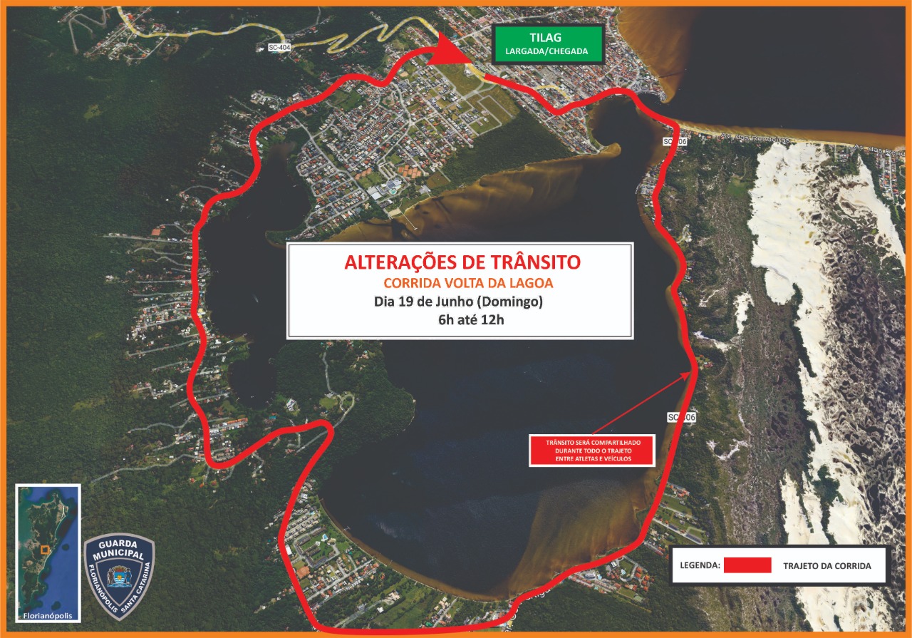 Vias terão trânsito alterado neste domingo (19) | Foto: divulgação/Guarda Municipal de Florianópolis