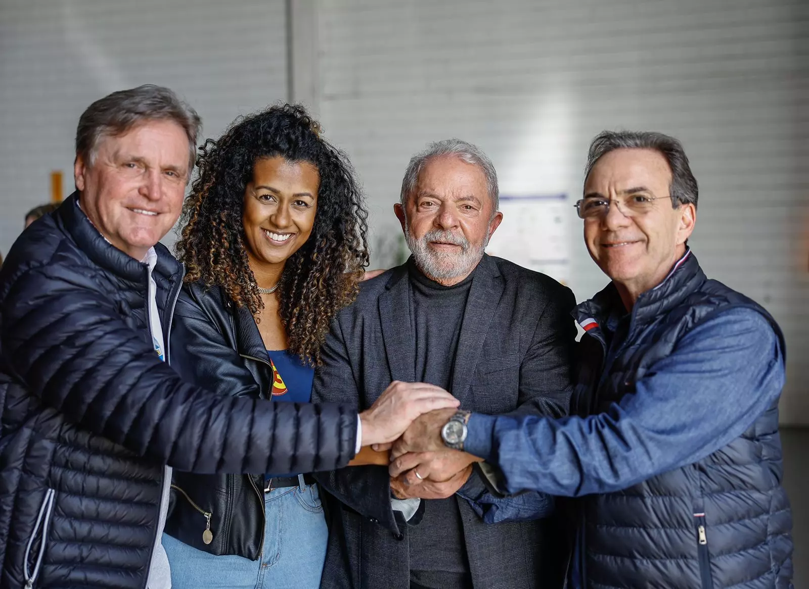 Dário Berger, Bia Vargas, Lula e Décio Lima se encontram em Santa Catarina. Foto: Ricardo Stuckert/Divulgação