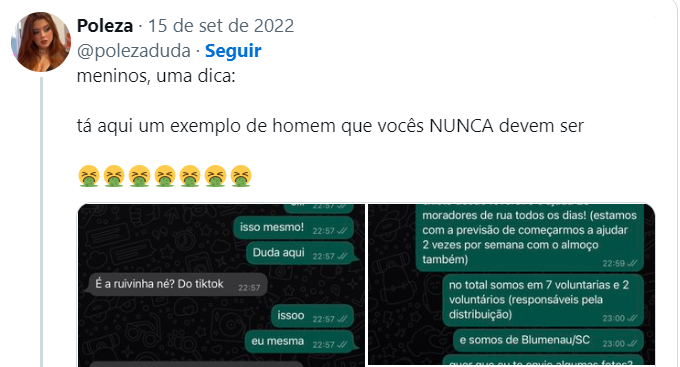 A jovem utilizou as redes sociais para expressar a indignação | Foto: reprodução/internet