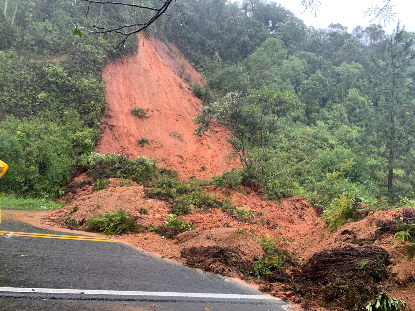 Parte da BR-280 desmorona no Norte de SC por causa das chuvas e trecho é  interditado, Santa Catarina