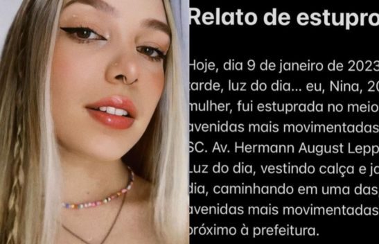 Influencer denuncia estupro à luz do dia em SC: "Levou um pouco da minha alma"