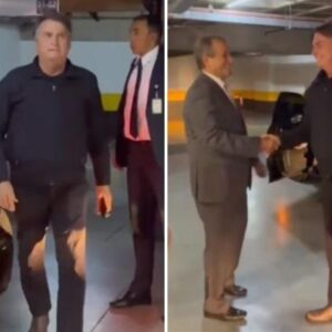 Ex-presidente da República foi recebido por integrantes do partido, como Valdemar da Costa Neto | Instagram/@plnacional22, via SBT News

