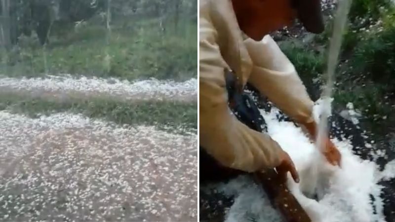 Serra Catarinense tem forte chuva de granizo no último dia do verão – Foto: Daniel Buss e Redes Sociais