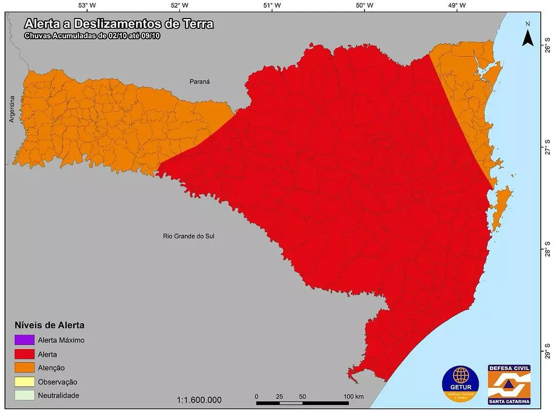 Foto: Defesa Civil de SC/Divulgação 