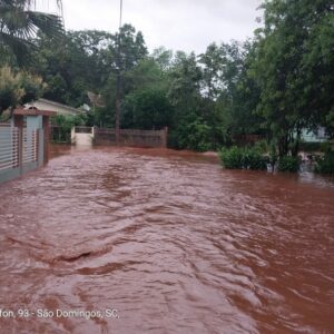 São Domingos é uma das cidades afetadas pela chuva na manhã desta quinta-feira (2) | Foto: Defesa Civil/divulgação