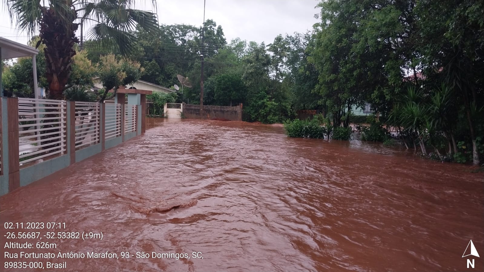 São Domingos é uma das cidades afetadas pela chuva na manhã desta quinta-feira (2) | Foto: Defesa Civil/divulgação