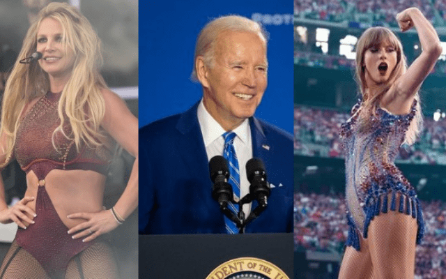 Britney Spears, Joe Biden e Taylor Swift. Foto: Reprodução/Redes Sociais 