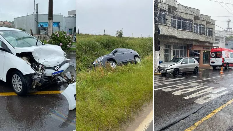 Em menos de duas horas, três acidentes foram registrados em Lages | Fotos: Handerson Souza