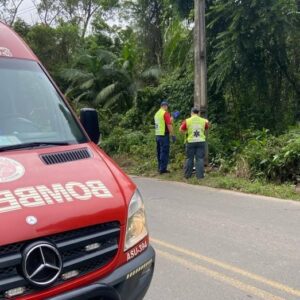 Homem de 34 anos perdeu a vida após colidir contra um poste | Foto: Corpo de Bombeiros 