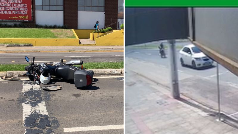 Motociclista tem fratura exposta após se envolver em acidente em Lages | Imagem: Nadine Amaral/Rádio Clube de Lages e Arquivo pessoal/Cedido