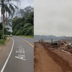 Imagem mostra região antes de ser destruída pela enchente em Lajeado | Foto 1: Google Maps / Foto 2: Angélica Varaschini / SCC10