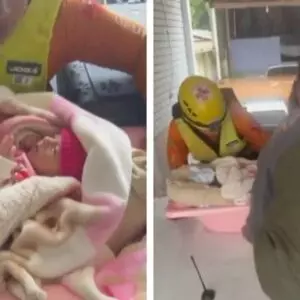 Bebê é resgatada com banheira no Rio Grande do Sul