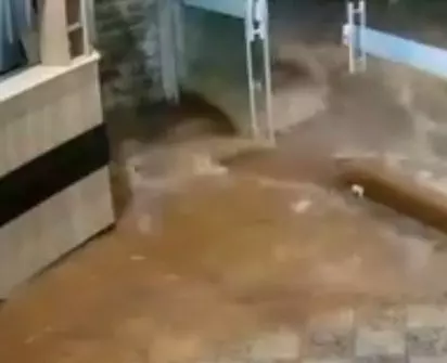 Câmera flagra força da água em inundação de hotel no Rio Grande do Sul