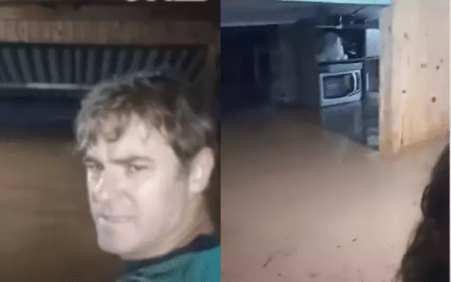 Com água até o pescoço, família filma pedido de socorro no Rio Grande do Sul