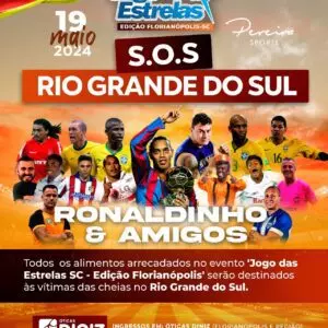 Ronaldinho Gaúcho arrecadará doações para o RS no Jogo das Estrelas em Florianópolis
