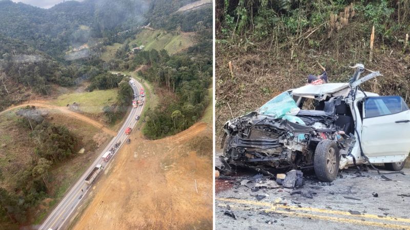 Novas imagens mostram acidente que matou mulher na BR-282 | Foto: Corpo de Bombeiros/Divulgação.