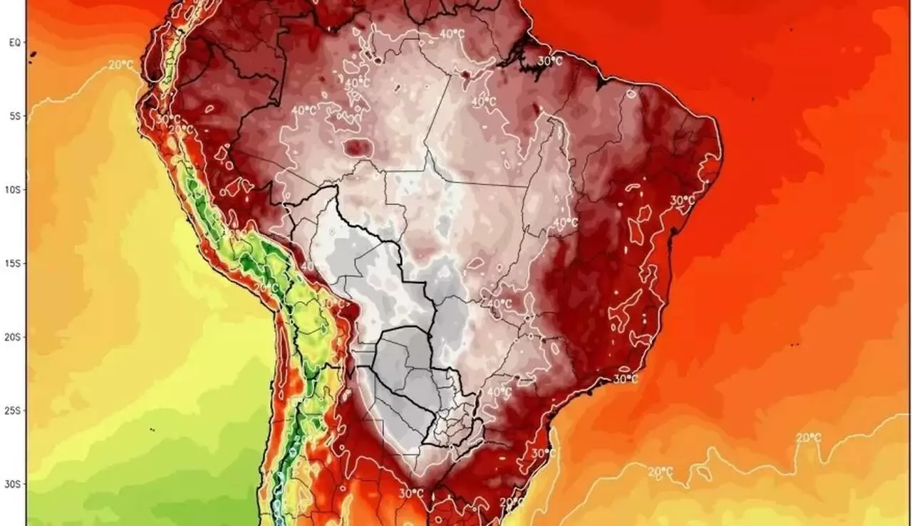 Calor de 45ºC no Brasil: onde calorão vai fazer mais estragos | Imagem: Reprodução/Climatempo