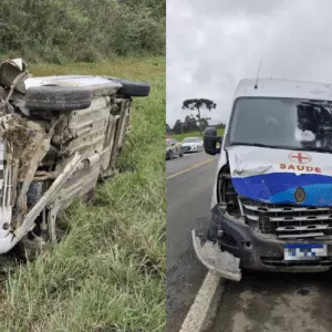 Acidente na Serra carro colide com van da Secretaria da Saúde durante ultrapassagem