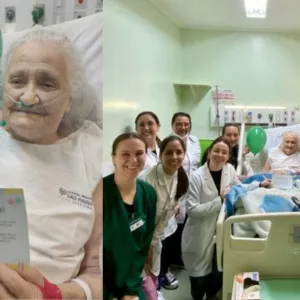 Idosa ganha festa de aniversário no leito de hospital em SC