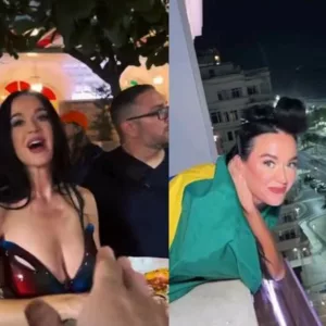 Katy Perry distribui pizzas aos fãs acampados em hotel