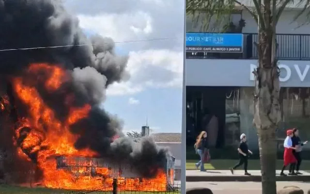 Shopping e hotel em SC são evacuados após grande incêndio atingir em fábrica | Imagem: Reprodução/Redes sociais