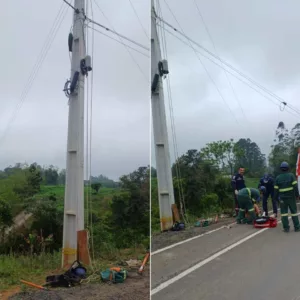 Trabalhador é socorrido após sofrer descarga elétrica em SC