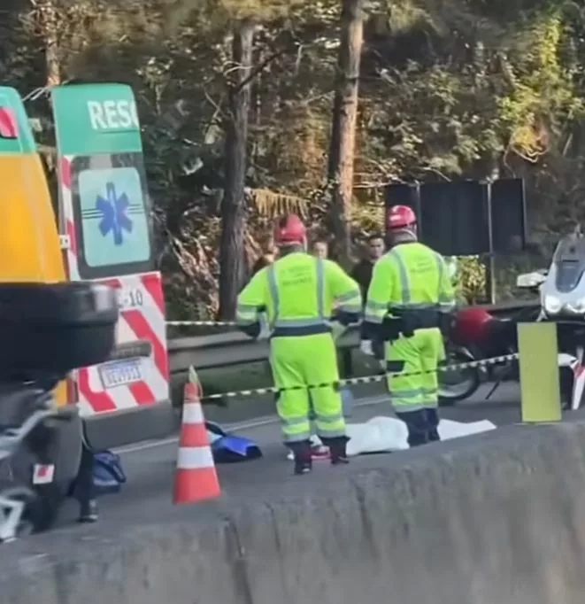 Motociclista morreu atropelado após cair da moto, na BR-101. – Foto: Palhoça Mil Grau/Reprodução