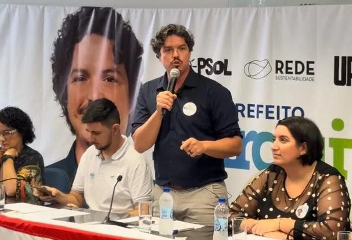 O deputado Marquito quando teve o nome homologado na convenção do PSOL e Rede. Roberto Azevedo/SCC10