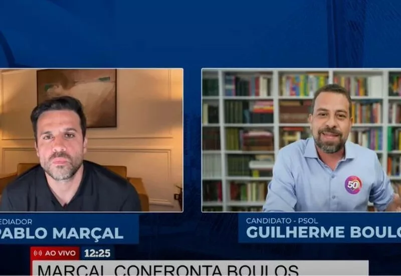 Guilherme Boulos (PSOL) participou de “entrevista de emprego” com Pablo Marçal (PRTB) | Foto: Reprodução/Youtube.