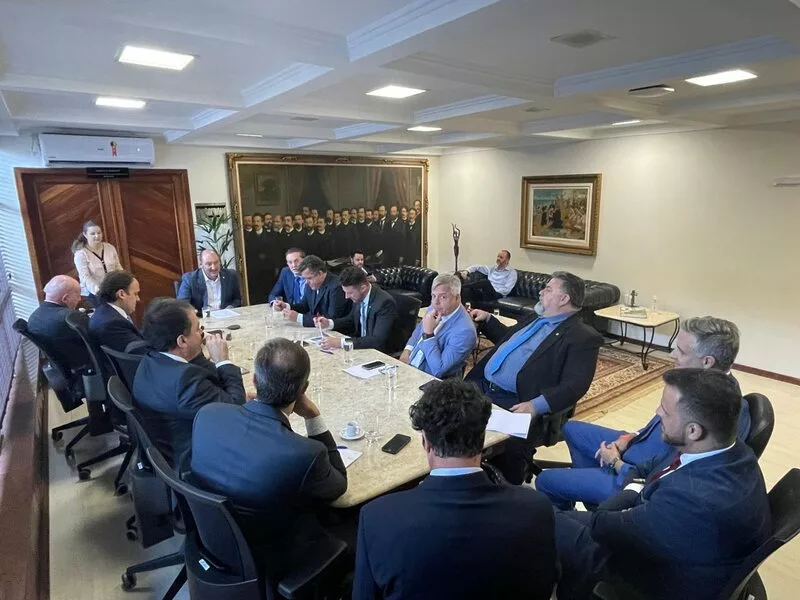 O presidente Mauro De Nadal reunido com os líderes na Assembleia. Pedro Schmitt/Agência AL