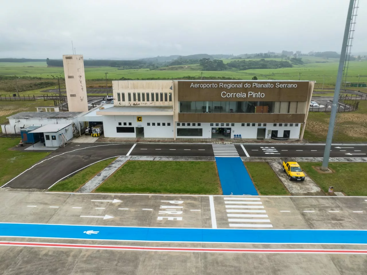 Imagem aérea do Aeroporto de Correia Pinto, na Serra de SC | Foto: Jonatã Rocha/SECOM