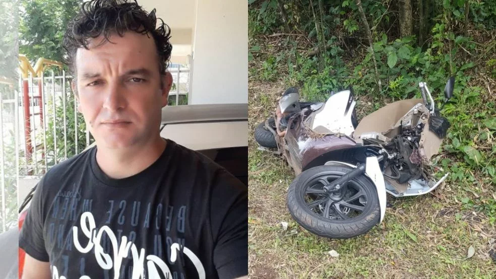 Identificado motociclista morto em grave acidente com caminhão leiteiro em SC | Imagem: Redes sociais e PMRv