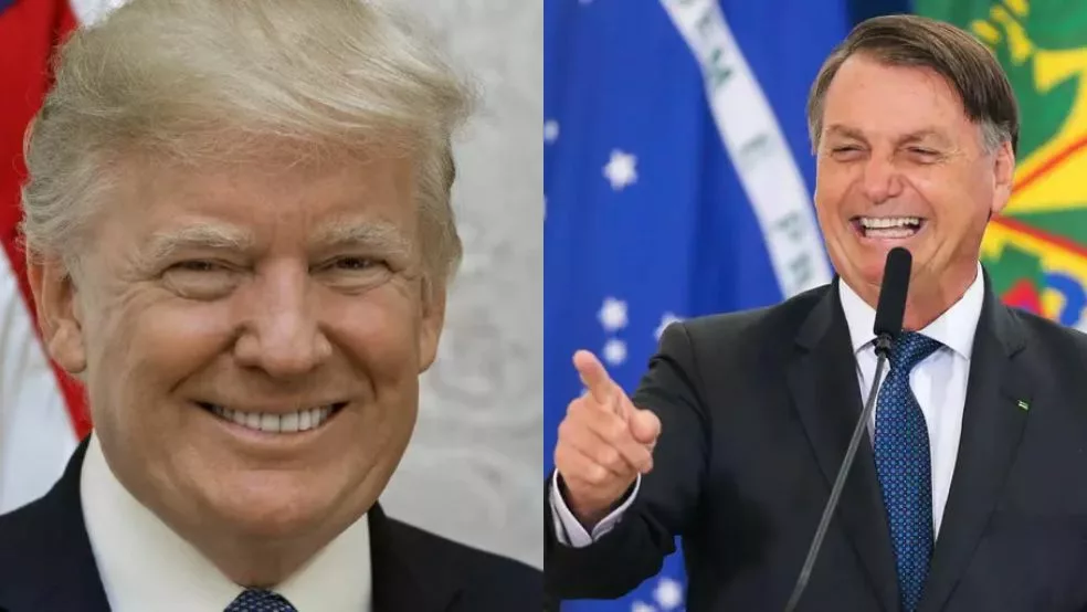 Que a vitória de Trump inspire o Brasil a seguir mesmo caminho, diz Bolsonaro | Montagem SCC10 – Fotos: The Spectator Index/Internet/Reprodução e Fabio Rodrigues Pozzebom