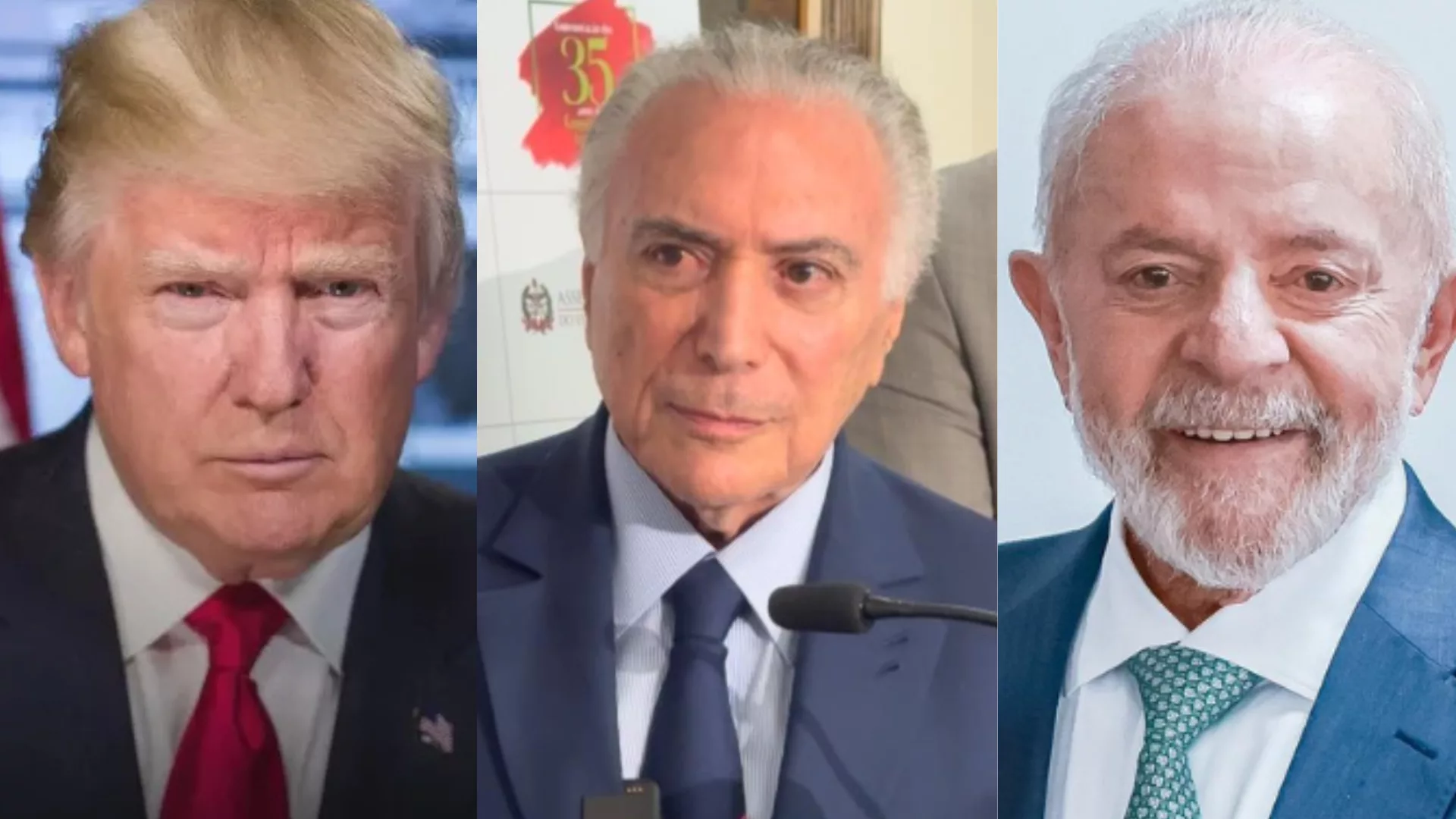 Trump | Foto 1: Reprodução/Redes Sociais 

Temer | Foto 2: Roberto Azevedo/SCC10

Lula | Foto 3: Reprodução/Redes Sociais 