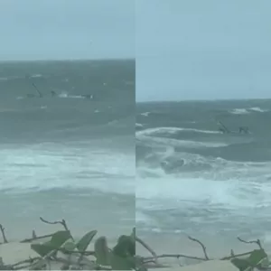 Ventos de 57 kmh pescador é salvo após barco afundar em praia de SC