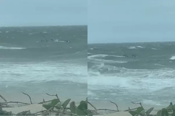 Ventos de 57 kmh pescador é salvo após barco afundar em praia de SC