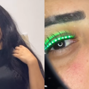 Em clima natalino, mulher 'inova' com cílios pisca-pisca | Foto: Reprodução/TikTok 