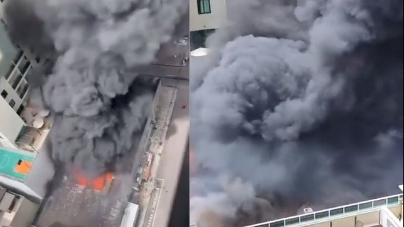 incêndio de grandes proporções atinge supermercado em Itapema